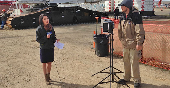The TV news crew reporting on the Casper auction
