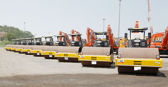 Dynapac vibratory rollers lined up ready to sell