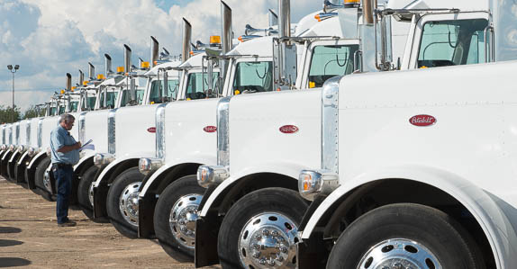 Inspecting used over the road Peterbilt trucks for sale at Ritchie Bros Inspecting used over the road Peterbilt trucks for sale at Ritchie Bros