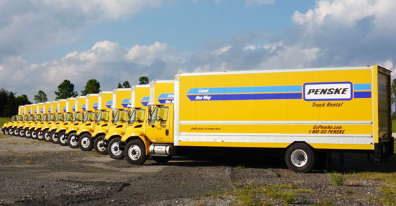 Fleet of yellow Penske consumer box trucks for sale in the USA Fleet of yellow Penske consumer box trucks for sale in the USA