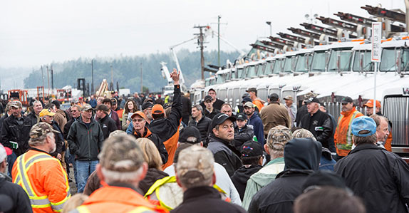 Crowds bidding at Ritchie Bros. auction in Nanaimo, BC